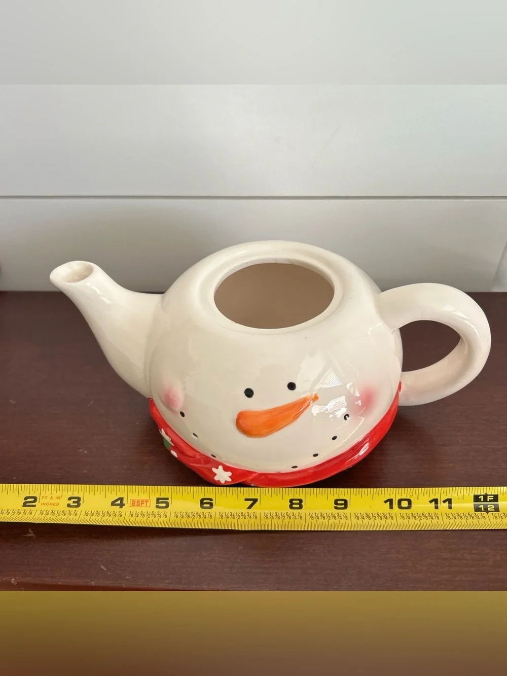 Festive Red Snowman Teapot - Holiday Home Decor
